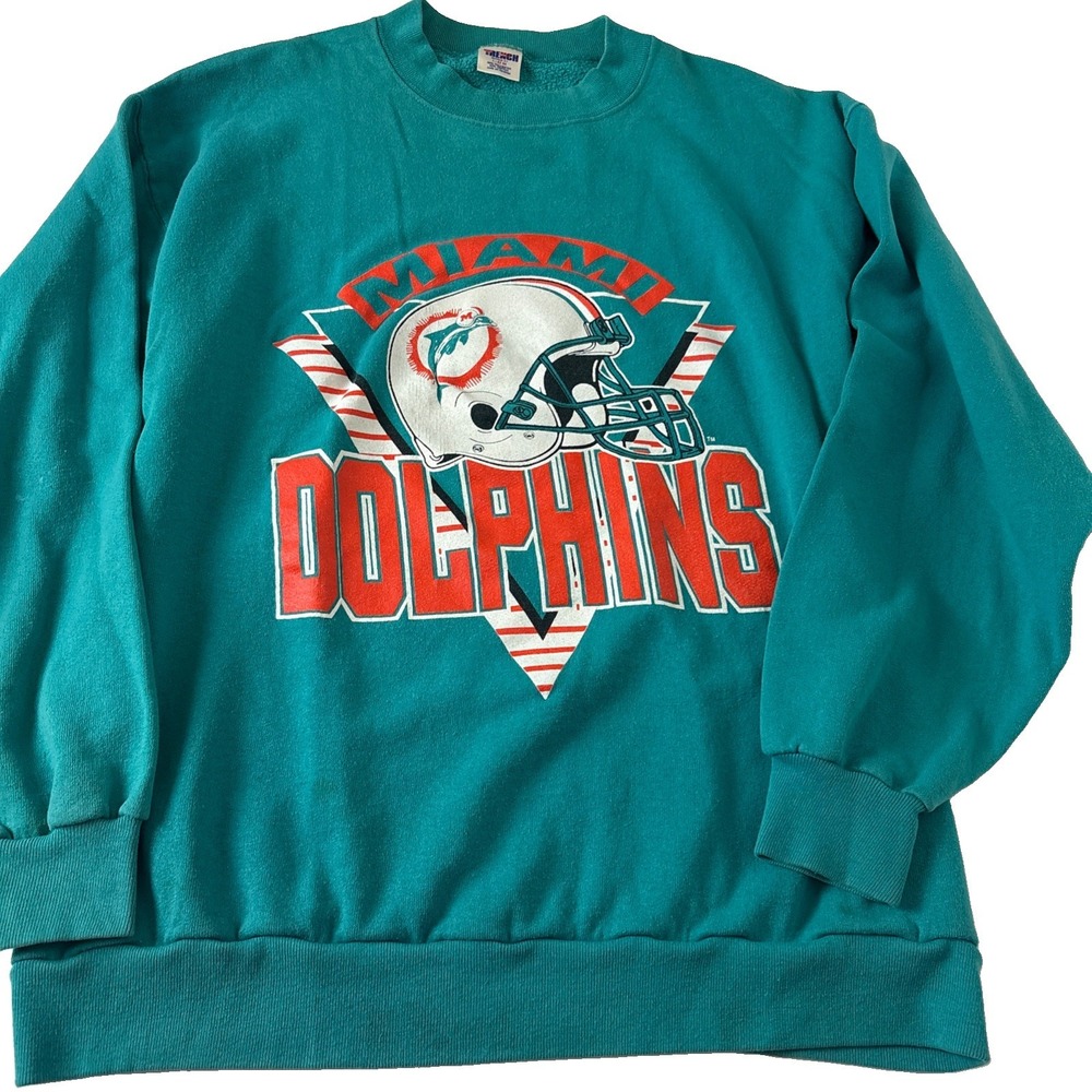 Vintage Trench Miami Dolphins Sweatshirt Mens Large Green NFL Football Team